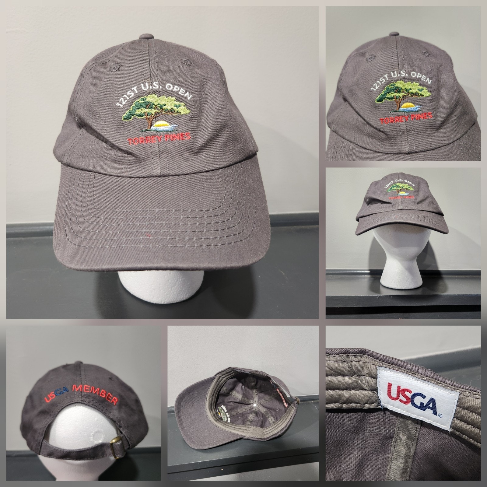 121st Us Open Torrey Pines Golfs Gray Usga Adjustable Baseball Cap Hat